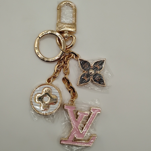 Louis Vuitton Accessories - Louis Vuitton Pink & Gold Logo Keychain Charm